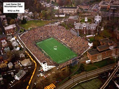 Old Mountaineer Field at its final game, vs. Pitt