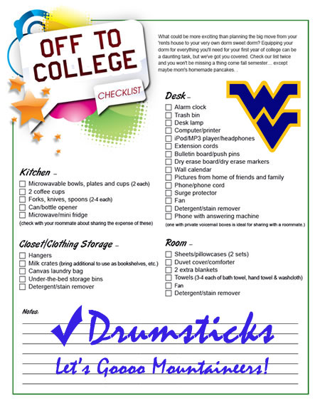 WVU College Checklist