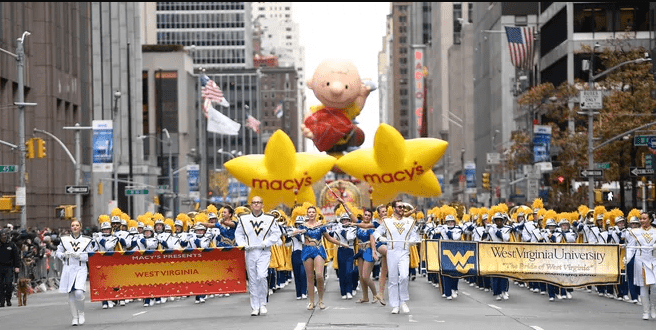 WVU leads the 90th Macy's Thanksgiving Day Parade